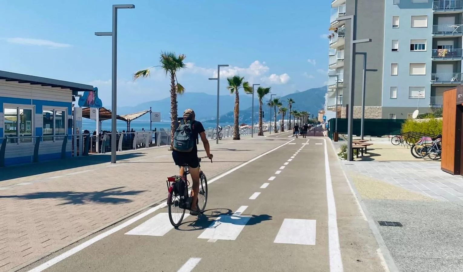 Genoa biker on a bike lane